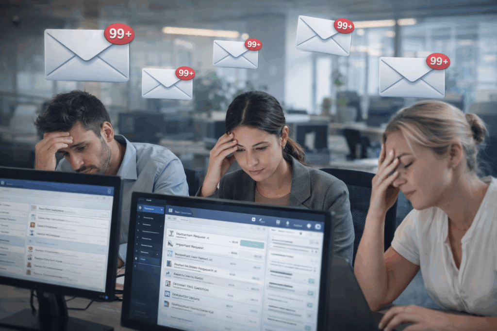 automatizar la atención de consultas de RRHH
Imagen de equipo con cara de frustración porque tiene que hacer todas las tareas de manera manual 