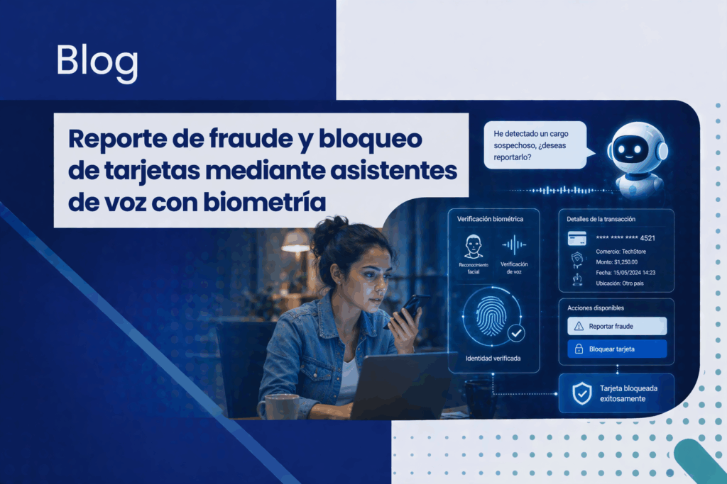 Cuando una persona detecta un cargo que no reconoce, lo que más necesita es actuar rápido. En ese momento, cualquier fricción pesa: buscar el número del banco, esperar en línea, validar identidad y recién después pedir el bloqueo. Ese recorrido no solo afecta la experiencia del cliente. También complica la operación del contact center y aumenta la presión sobre equipos que tienen que responder situaciones urgentes con procesos que muchas veces siguen siendo lentos o demasiado manuales. Por eso, el uso de asistentes de voz con biometría empezó a ganar lugar en conversaciones sobre banca e inteligencia artificial. No como una promesa absoluta, sino como una alternativa para agilizar un flujo crítico: autenticar al cliente con menos fricción, ejecutar acciones urgentes y escalar a un agente cuando el caso lo requiera. Por qué este caso de uso tiene sentido en banca El reporte de fraude y el bloqueo de tarjetas concentran varias tensiones al mismo tiempo: Requieren velocidad Involucran validación de identidad Exigen trazabilidad Afectan la confianza del cliente Suelen llegar en momentos de alta carga emocional Eso hace que sea un caso de uso especialmente relevante para automatización conversacional. No porque deba resolverse siempre sin intervención humana, sino porque una parte del flujo puede ordenarse mejor con tecnología pensada para voz, autenticación y escalamiento. Cómo funciona un flujo de bloqueo con voz y biometría En este tipo de esquema, el cliente inicia el contacto por voz y el sistema intenta validar identidad mientras entiende el motivo de la llamada. Si el nivel de confianza es suficiente y el caso entra dentro de un flujo definido, puede avanzar con acciones como el bloqueo preventivo o la derivación prioritaria. Si no alcanza con esa validación, el sistema puede activar métodos alternativos o transferir el caso a una persona con el contexto ya recopilado. La lógica general suele incluir estas etapas: Etapa Qué ocurre Para qué sirve Detección del motivo El cliente reporta un cargo o movimiento no reconocido Identifica que se trata de un caso urgente Validación inicial El sistema intenta confirmar identidad con biometría de voz o factores adicionales Reduce fricción frente a preguntas repetitivas Ejecución o derivación Se bloquea la tarjeta o se transfiere el caso según reglas definidas Ordena la respuesta según el nivel de certeza Registro del caso Queda trazabilidad del contacto y del paso siguiente Mejora seguimiento y continuidad operativa Este modelo no reemplaza por completo al equipo humano. Lo que hace es ordenar mejor los primeros pasos del proceso, especialmente cuando el tiempo y la claridad son importantes. Qué aporta la biometría de voz en este escenario La biometría de voz puede ayudar a reducir parte de la fricción inicial de una llamada, siempre que la implementación esté bien diseñada y que existan mecanismos de respaldo. Su función no es “convertir la voz en una contraseña definitiva”, sino sumar una capa de validación que puede hacer más ágil el flujo para ciertos casos y ciertos perfiles de riesgo. En términos prácticos, puede aportar en estos puntos: Evitar preguntas manuales repetitivas en algunos contactos Acelerar la identificación inicial del cliente Priorizar casos urgentes dentro del canal de voz Mejorar la experiencia en escenarios de estrés o apuro Dejar mejor preparado el caso si debe escalarse a un agente La precisión, el tiempo de respuesta y el nivel de automatización dependen de la tecnología elegida, del entrenamiento del modelo, del contexto regulatorio y de cómo se configure el flujo operativo. Cómo se conecta esto con la operación de Cari AI En este escenario, la tecnología no solo analiza lo que pasa, sino que también puede intervenir en el flujo de atención. Voicebot es el componente más natural para el canal de voz, porque permite estructurar la interacción inicial, detectar la intención del cliente y acompañar el flujo urgente de bloqueo o derivación. Agentic AI puede ayudar a orquestar decisiones dentro del proceso, por ejemplo cuando el sistema debe elegir entre continuar con el flujo automático, pedir una validación adicional o transferir el caso según reglas predefinidas. Y cuando el caso requiere revisión humana, el Módulo de agentes permite que esa derivación ocurra con contexto previo, evitando que el cliente tenga que repetir desde cero lo que ya explicó. La combinación entre estos tres componentes es la que le da sentido operativo al caso de uso. Qué cambia en la operación Cuando este flujo está mejor resuelto, el impacto no pasa solo por la velocidad. También cambia la forma en que el banco organiza su atención en un momento delicado. Estas son algunas mejoras que una institución suele buscar: Aspecto En un flujo más manual En un flujo mejor asistido Inicio del contacto Validación lenta o repetitiva Flujo inicial más ágil Experiencia del cliente Más fricción en un momento sensible Menos pasos antes de actuar Escalamiento Transferencias con poco contexto Derivación con información previa Carga operativa Mayor dependencia de agentes para todo el flujo Mejor distribución entre automatización y atención humana No se trata de asumir que todos los casos van a resolverse sin agente. Se trata de reducir fricción donde sí es posible y reservar la intervención humana para los escenarios que realmente la necesitan. Qué conviene evaluar antes de implementarlo En un tema como este, la implementación no debería plantearse solo desde eficiencia. También hay que revisar criterios de seguridad, diseño de experiencia, integración y cumplimiento. Antes de avanzar, conviene revisar: Cómo se valida identidad hoy y qué parte del flujo genera más fricción Qué acciones puede ejecutar el sistema sin intervención humana Qué mecanismos alternativos existirán si la biometría no alcanza Cómo se integrará el flujo con los sistemas del banco Qué nivel de trazabilidad necesita la institución Qué exigencias regulatorias o internas deben validarse antes del despliegue En países de la región, el tratamiento de datos biométricos y los mecanismos de autenticación pueden estar sujetos a requisitos específicos. Por eso, cualquier proyecto de este tipo debe evaluarse junto con las áreas legales, de seguridad y compliance, según el país y la operación involucrada. Un checklist útil para empezar Una forma razonable de bajar este proyecto a tierra es empezar con un piloto acotado y criterios claros. Puntos a revisar antes de un piloto Definir el caso de uso exacto: bloqueo preventivo, reporte de fraude o ambos. Revisar la integración con los sistemas del banco para evitar fricciones en la ejecución. Establecer reglas de escalamiento cuando la validación no sea concluyente. Coordinar la revisión legal y de compliance sobre el uso de biometría y consentimiento. Diseñar un flujo alternativo para clientes que no puedan completar la validación por voz. Medir tiempos, calidad del contacto y tasa de derivación, no solo automatización. Probar con un segmento controlado antes de ampliar el alcance. Conclusión El reporte de fraude y el bloqueo de tarjetas son dos momentos en los que la banca necesita combinar velocidad, control y buena experiencia. Ahí es donde un asistente de voz con biometría puede aportar valor, siempre que se implemente con criterios prudentes, integración real y flujos claros de respaldo. El punto no es reemplazar por completo la atención humana. El punto es reducir fricción en un momento crítico, ordenar mejor la validación inicial y permitir que los agentes se concentren en los casos que necesitan intervención real. Si tu institución está evaluando cómo agilizar este tipo de contactos sin perder trazabilidad ni control operativo, Cari AI puede ayudarte a diseñar un flujo más claro para voz, automatización y escalamiento dentro del proceso de reporte de fraude y bloqueo de tarjetas. Preguntas frecuentes sobre bloqueo de tarjetas con biometría de voz ¿La biometría de voz reemplaza por completo otras validaciones? No necesariamente. Según la implementación, puede funcionar como parte del proceso de autenticación junto con otros mecanismos de respaldo o validación adicional. ¿Qué pasa si el sistema no reconoce bien la voz del cliente? El flujo debería contemplar alternativas, como validaciones adicionales o transferencia a un agente con el contexto ya registrado. ¿Este tipo de solución sirve para cualquier banco? Depende de la infraestructura disponible, del modelo de atención, del marco regulatorio aplicable y del tipo de integración que pueda hacerse con los sistemas existentes. ¿Puede bloquear una tarjeta sin intervención humana? Eso depende del diseño del flujo, del nivel de validación alcanzado y de las políticas internas de la institución. No todos los casos deben resolverse de la misma manera. ¿Qué es lo más importante antes de implementarlo? Definir bien el alcance, validar el encaje regulatorio y operativo, y diseñar mecanismos de respaldo para los casos donde la automatización no sea suficiente.