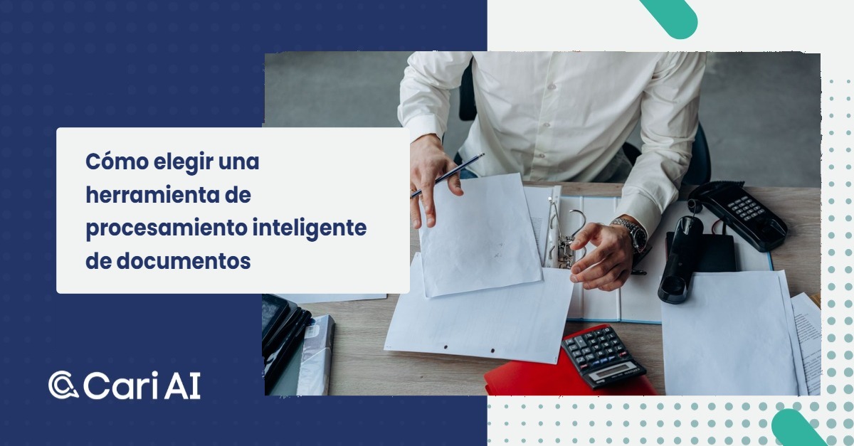 Portada del artículo sobre las mejores 5 herramientas de procesamiento de documentos, con gráficos y dispositivos tecnológicos.