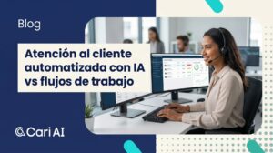Comparativa entre atención al cliente automatizada con IA y flujos de trabajo eficientes.
